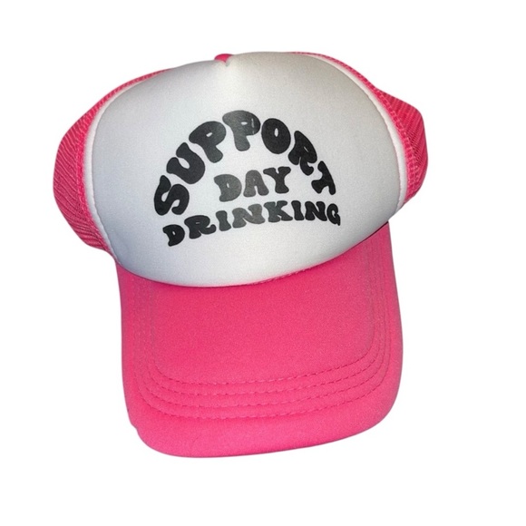 Support day drinking hot pink mesh trucker hat cap y2k - Picture 1 of 6